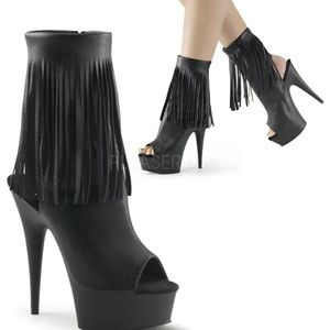 PLEASER Sexy Stripper 6" Heel Platform Open Toe Ankle High Boots DEL1019/BPU/M 9
